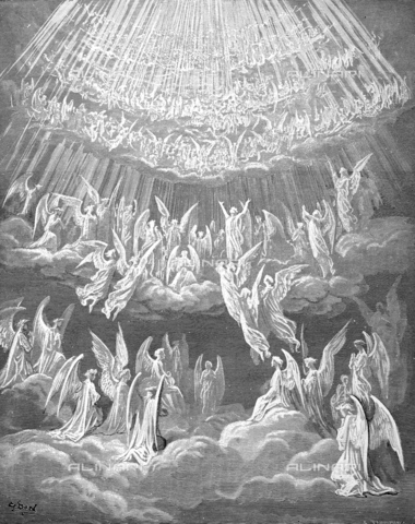 GRC-F-013926-0000 - Il coro celeste, Paradiso - Divina Commedia, incisione su legno di Gustave Doré, 1861 circa - Granger, NYC /Archivi Alinari