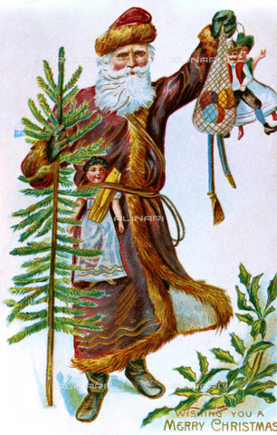 GRC-F-018680-0000 - Christmas card with a depiction of Father Christmas (Father Christmas) from the end of the 19th century - Granger, NYC/Alinari Archives