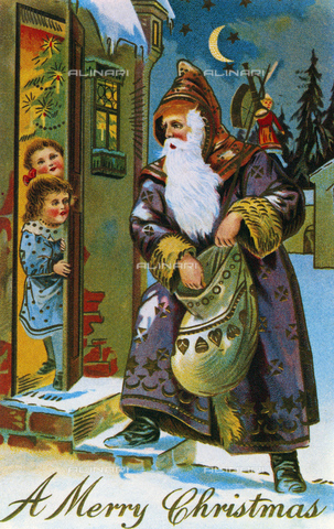 GRC-F-018687-0000 - Christmas card with a depiction of Father Christmas (Father Christmas) from the end of the 19th century - Granger, NYC/Alinari Archives