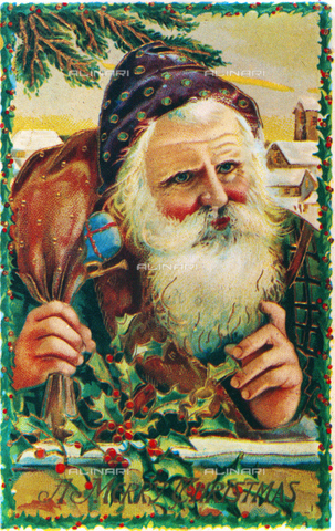 GRC-F-018694-0000 - Christmas card with a depiction of Father Christmas (Father Christmas) from the end of the 19th century - Granger, NYC/Alinari Archives