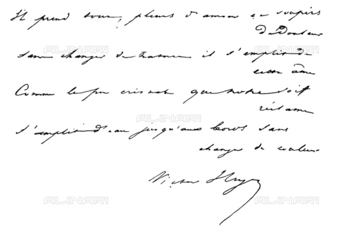 GRC-F-069541-0000 - Manoscritto autografato di una poesia di Victor Hugo - Granger, NYC /Archivi Alinari