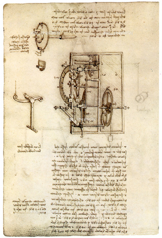 GRC-F-074173-0000 - Meccanismo di un orologio, disegno, Leonardo da Vinci (1452-1519) - Granger, NYC /Archivi Alinari