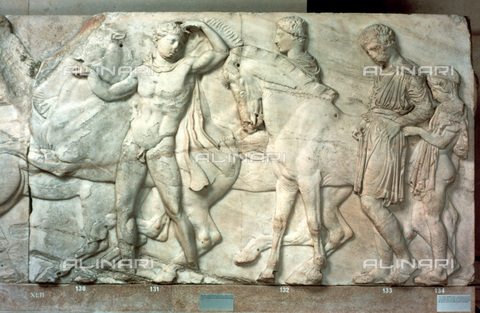 HIP-S-000134-3541 - Metope of the Parthenon, marble, Greek Civilization of the 5th century BC, British Museum, London - Art Media / Heritage Images /Alinari Archives, Florence