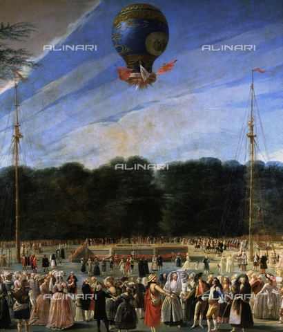 IFA-S-AAA005-8533 - The Ascent in the Sky of a Hot Air Balloon in Aranjuez, detail, oil on canvas, Antonio Carnicero (1748-1814), Prado Museum, Madrid - Index/Alinari Archives, Florence