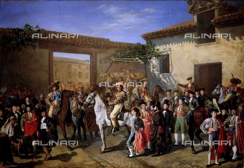 IFA-S-AAA005-8587 - The courtyard with the knights located in the ancient Piazza dei Tori in Madrid before the bullfight, Manuel Castellano (1828-1880), Prado Museum, Madrid - Index/Alinari Archives, Florence