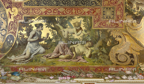 IMA-F-625585-0000 - Sogno (Puck scambia Lisandro con Demetrio), affresco del soffitto, olio su stucco, Gustav Klimt (1862-1918)-Franz Matsch (1861-1942)-Ernst Klimt (1864-1892), Hermesvilla, Feldmuehlgasse, Vienna - Wien Museum / brandstaetter images /Archivi Alinari