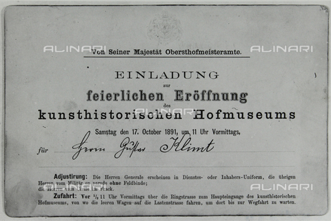 IMA-F-635436-0000 - Invito per Gustav Klimt (1862-1918) all'inaugurazione del Kunsthistorisches Museum di Vienna - Austrian Archives / brandstaetter images /Archivi Alinari