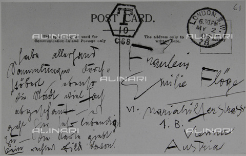 IMA-F-649364-0000 - Cartolina autografa di Gustav Klimt (1862-1918) scritta da Londra a Emile Floge nel 1906 - Austrian Archives / brandstaetter images /Archivi Alinari