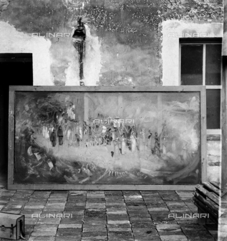 MFA-S-0SN116-000S - The painting "Le serpi" leaning against the wall - Date of photography: 1900 ca. - Alinari Archives, Florence