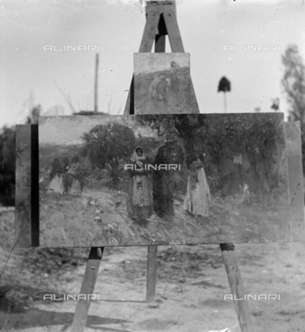 MFA-S-0SN146-000D - Two painting on a stand in the countryside - Date of photography: 1900 ca. - Alinari Archives, Florence