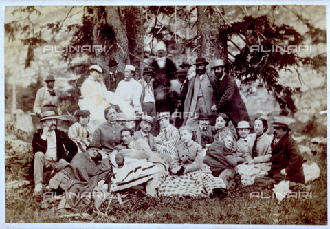 MFC-F-001467-0000 - Group of people photographed in the shade of some trees, probably on a picnic - Date of photography: 1860-1865 ca. - Alinari Archives, Florence