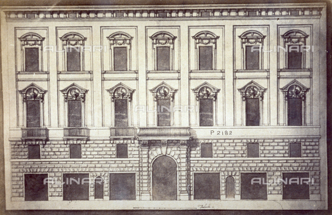 MFC-F-001782-0000 - Disegno di autore ignoto raffigurante un palazzo rinascimentale - Data dello scatto: 1865 ca. - Archivi Alinari, Firenze