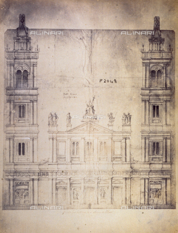 MFC-F-001795-0000 - Progetto di Giuliano da Sangallo per la facciata della Chiesa di San Lorenzo a Firenze - Data dello scatto: 1865 ca. - Archivi Alinari, Firenze