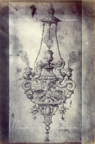 MFC-F-001797-0000 - Disegno di Gentile Bellini raffigurante un bozzetto per candelabra - Data dello scatto: 1865 ca. - Archivi Alinari, Firenze