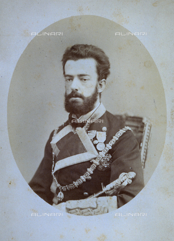 MFC-F-002037-0000 - Half-length portrait, in three-quarter view, of Amedeus I King of Spain. The king is in dress uniform - Date of photography: 1870 ca. - Alinari Archives, Florence