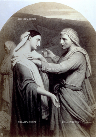 PDC-F-001743-0000 - L'immagine riproduce un'incisione raffigurante il dipinto di Scheffer 'Ruth e Noemi' - Data dello scatto: 1860-1870 ca. - Archivi Alinari, Firenze