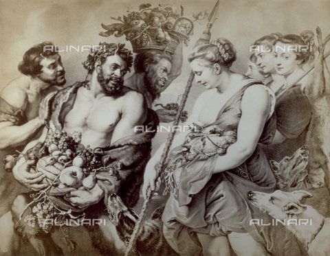 PDC-F-001751-0000 - L'immagine riproduce un'incisione raffigurante 'I Baccanali', di P.P.Rubens - Data dello scatto: 1860-1870 ca. - Archivi Alinari, Firenze