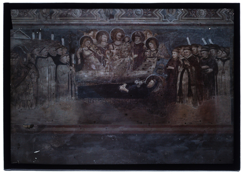 RGD-F-001898-0000 - Storie di San Nicola: funerale e apoteosi, affresco, Pietro e Giuliano da Rimini, Cappellone di San Nicola, Basilica di San Nicola da Tolentino - Data dello scatto: 1900-1927 ca. - Archivi Alinari, Firenze