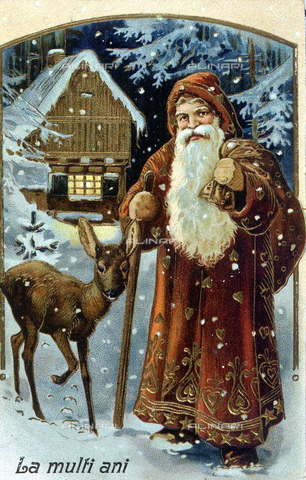 RVA-S-004712-0005 - Postcard with a depiction of Father Christmas from around 1900 - Roger-Viollet/Alinari