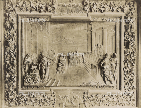 SCC-A-000007-0017 - Presentazione della Vergine al tempio, particolare della porta bronzea centrale del Duomo di Pisa - Data dello scatto: 1855 ca. - Archivi Alinari, Firenze