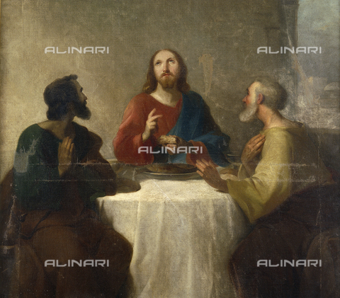 SEA-S-CA2001-0004 - Cena in Emmaus, particolare, olio su tela, Giovanni Marghinotti (1798-1865), Museo del Tesoro di Sant'Eulalia, Cagliari - Data dello scatto: 2001-2002 - Archivi Alinari, Firenze