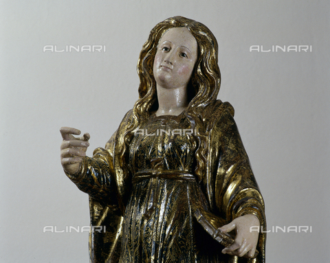 SEA-S-CA2001-0006 - Santa Lucia, particolare, legno, scuola sarda, Museo del Tesoro di Sant'Eulalia, Cagliari - Data dello scatto: 2001-2002 - Archivi Alinari, Firenze