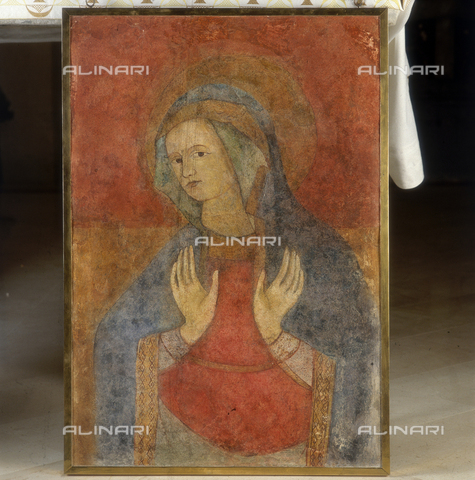 SEA-S-MT1992-0013 - Icona della Vergine, affresco staccato, particolare dell'altare maggiore, Santuario della Madonna di Picciano, La Martella, Matera - Data dello scatto: 1992 - Archivi Alinari, Firenze