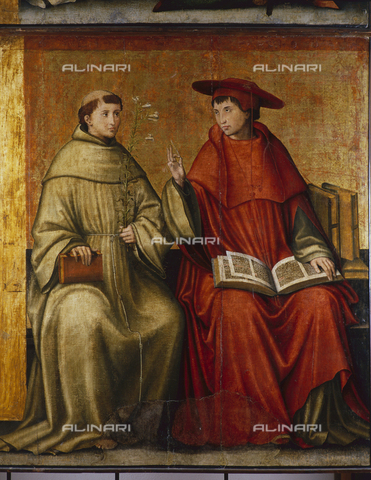 SEA-S-OR2000-0009 - Sant'Antonio da Padova e San Bonaventura, pannello staccato del polittico delle Stigmate di San Francesco, tempera su tavola, Pietro Cavaro (att. 1508-1537), Museo Archeologico e Storico Artistico "Antiquarium Arborense", Oristano - Data dello scatto: 2000 - Archivi Alinari, Firenze