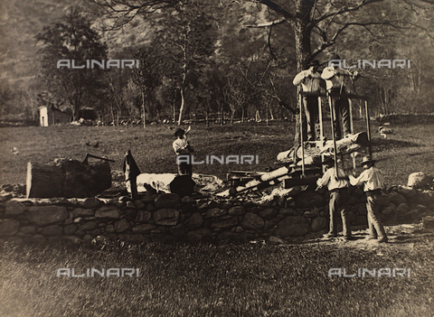 TCB-F-002894-0000 - Woodsmen in Gressoney Saint Jean - Date of photography: 1930 ca. - Touring Club Italiano/Alinari Archives Management