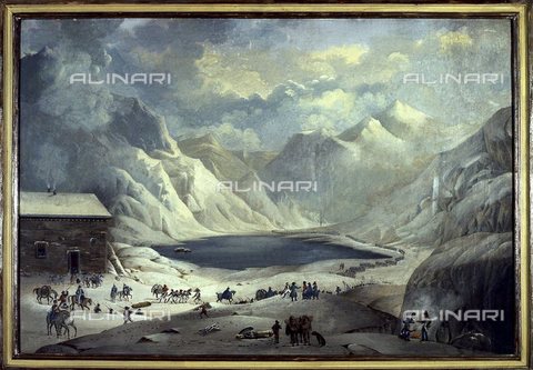 TOP-S-000114-5990 - Moncenisio pass, painting - Silvio Fiore / TopFoto / Alinari Archives