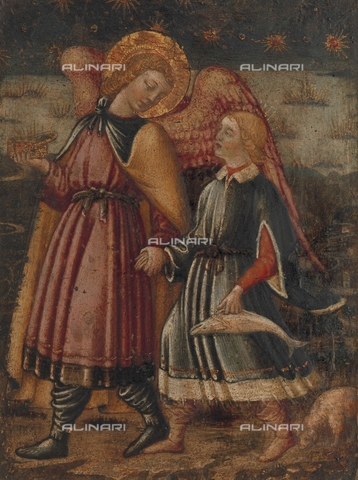 UIG-F-033655-0000 - The Archangel Raphael and Tobias, tempera and gold on wood, Neri di Bicci (1418/1420-1492) - Sepia Times / UIG/Alinari Archives