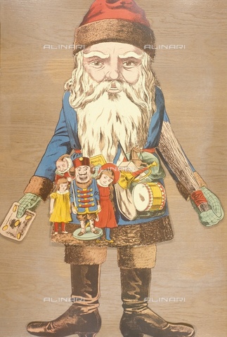 ULL-F-211369-0000 - Father Christmas with belt decorated with toys, lithograph ca. 1800. - Archiv Gerstenberg / Ullstein Bild / Alinari Archives