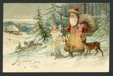 ULL-S-000783-7933 - Biglietto natalizio francese con la raffigurazione di Babbo Natale del 1914 - Historisches Auge / Ullstein Bild / Archivi Alinari