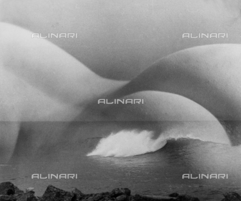 VZA-F-000488-0000 - ''La Mère''.  Superimposed female nude viewed from the back and landscape of waves on the sea - Date of photography: 1950 ca. - Alinari Archives, Florence