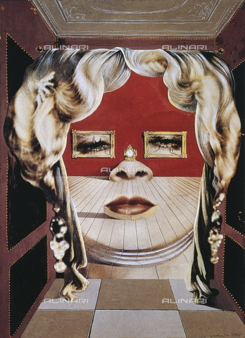 WHA-S-000103-0982 - Volto di Mae West come appartamento surrealista, tempera su carta di giornale, Salvator Dalì (1904-1989), Art Institute, Chicago - World History Archive/Archivi Alinari
