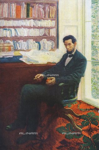 WHA-S-039000-0675 - Ritratto di Abraham Lincoln (18091-1865) pubblicato nel 1907 - World History Archive/Archivi Alinari