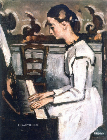 WHA-S-051000-3261 - Ragazza al pianoforte (Ouverture Tannhauser), particolare, olio su tela, Cézanne, Paul (1839-1906), Museo dell'Ermitage, San Pietroburgo - World History Archive/Archivi Alinari