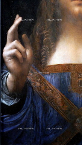 WHA-S-WHA114-0947 - Salvator Mundi, particolare, olio su tela, Leonardo da Vinci (1452-1519) (attr.), Collezione Privata, Abu Dhabi - World History Archive/Archivi Alinari