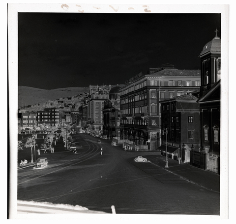 WMA-N-007066-0000 - Corso Cavour in Trieste. On the right the Greek Orthodox church of San Nicolò dei Greci and the "Grande Albergo & della Città" hotel - Date of photography: 1950 - Alinari Archives, Florence